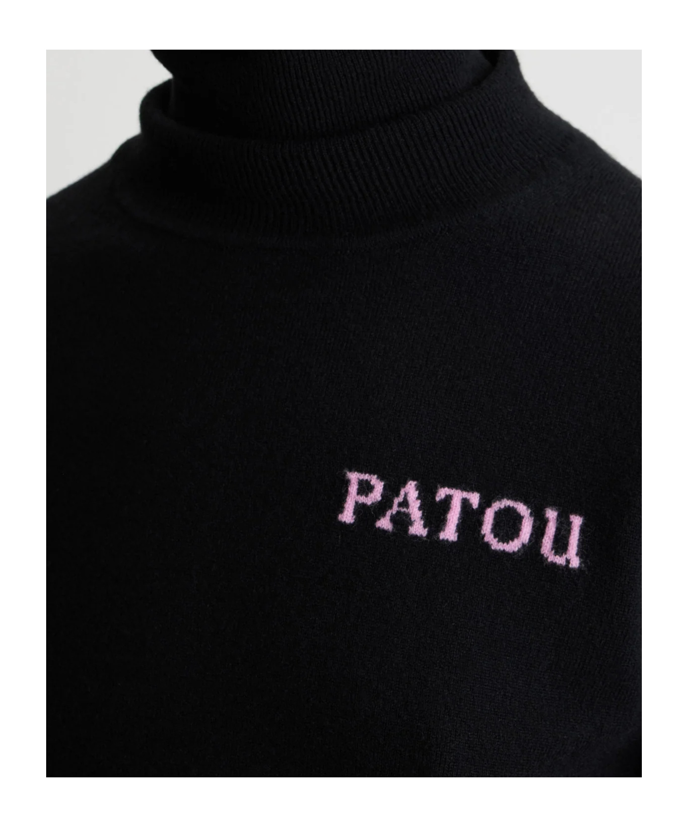 Patou Intarsia Turtleneck Jumper In Black