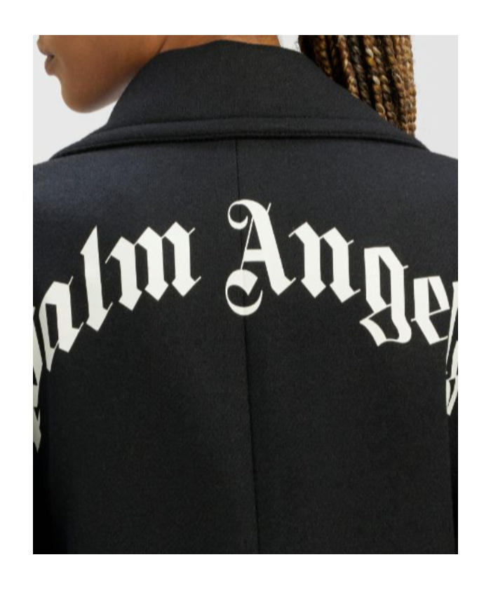 Palm Angels Logo-print Single-breasted Coat In Black