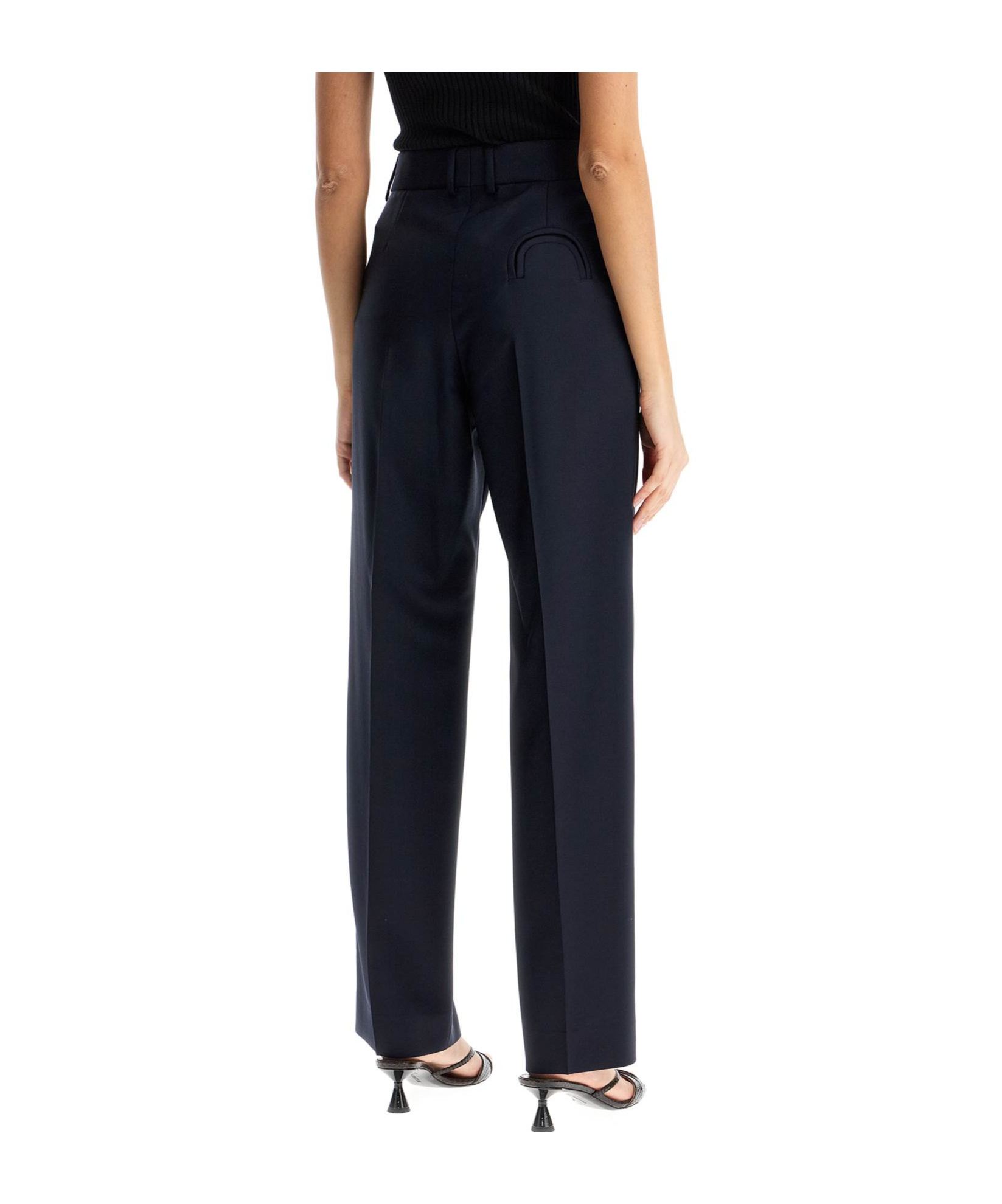 Blazé Milano Navy Blue Virgin Wool And Mohair High-waisted Pants