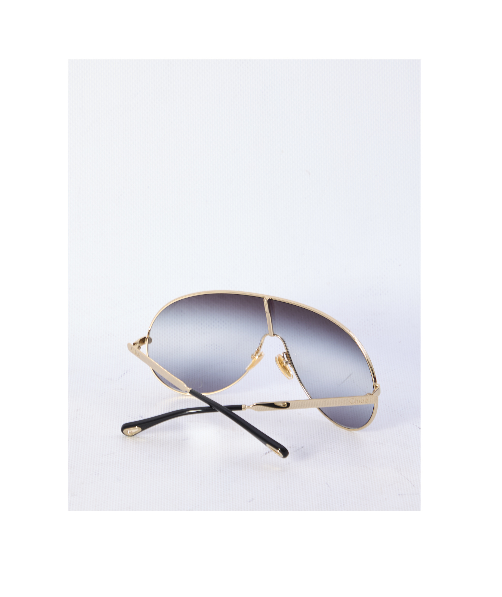 Chloé Gold Grey Metal Sunglasses In Blue