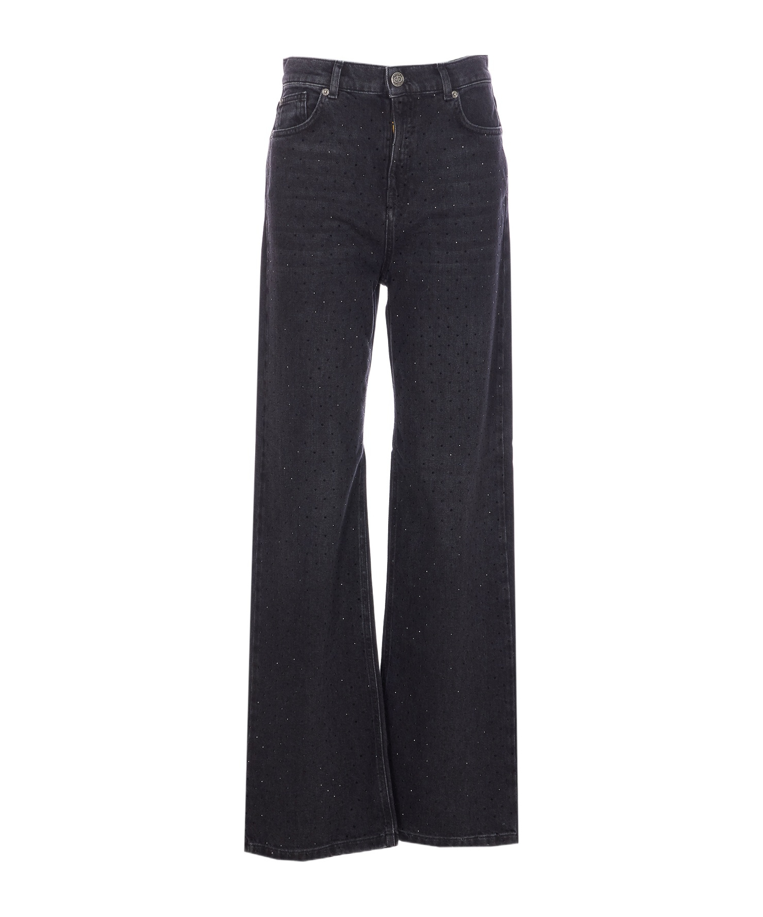 Twinset Wide-leg Strass Detail Trousers Pockets In Black