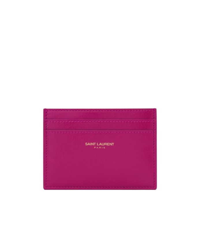 Saint Laurent Paris Card Case In Shiny Leather In Purple