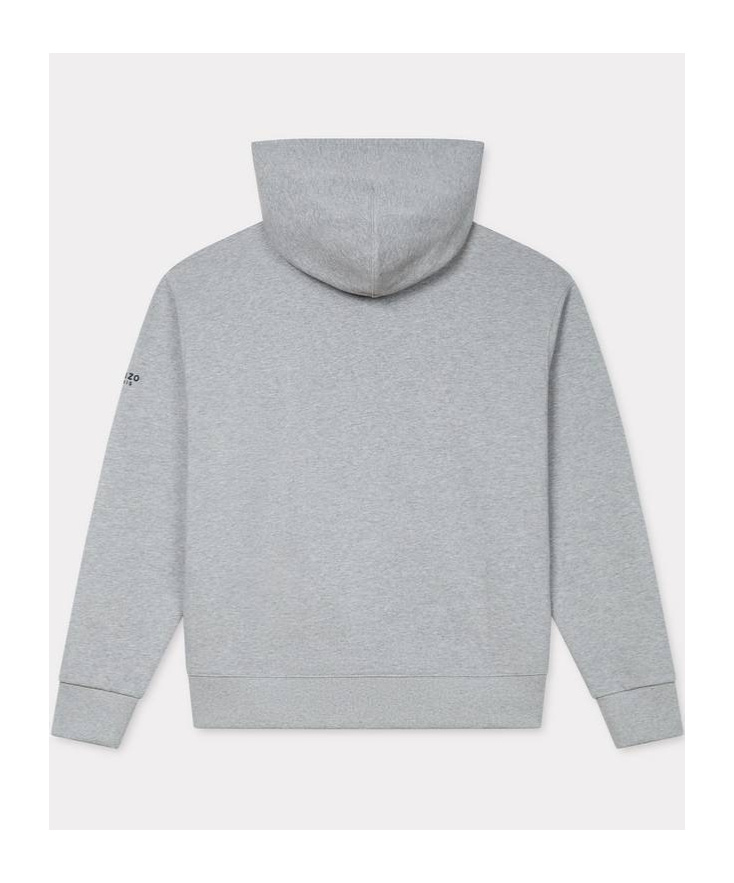 Kenzo Boke Flower Embroidered Zipped Hoodie In Gray