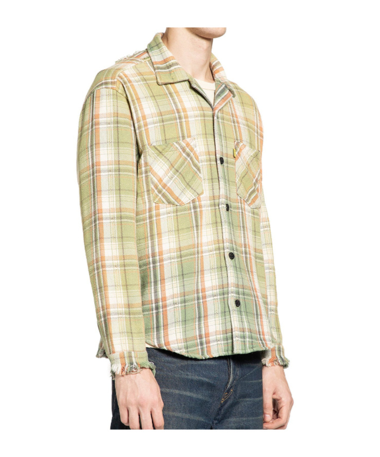 Gallery Dept. Mens Light Green Marley Plaid-print Cotton Flannel Shirt In Multi