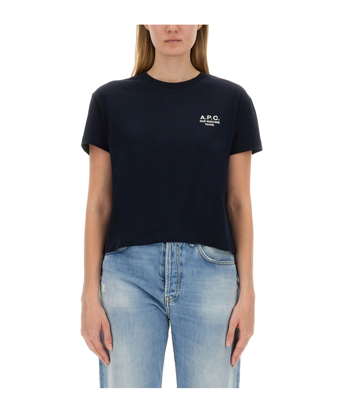 Apc Logo-embroidered Cotton T-shirt In Black