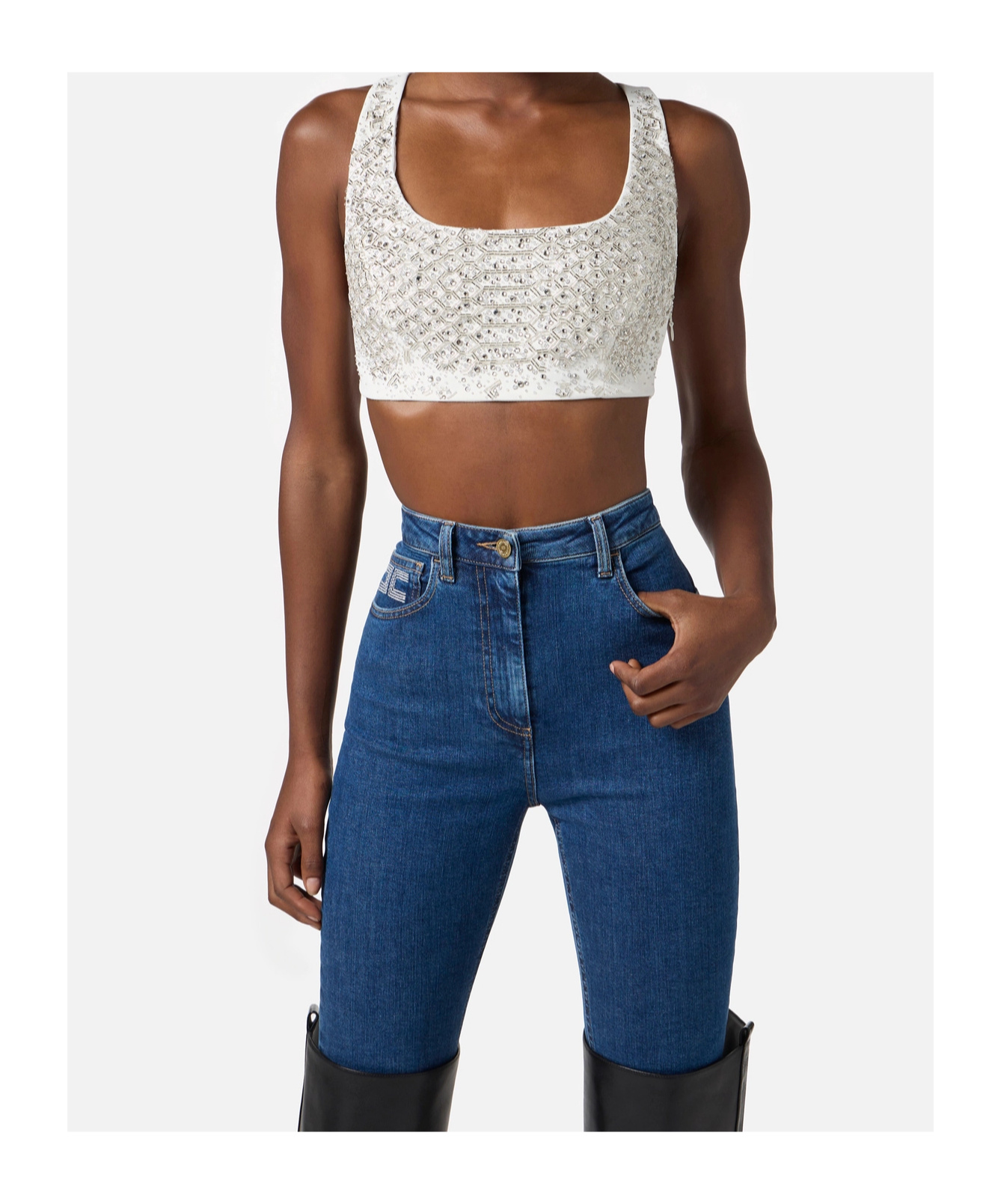Elisabetta Franchi Square Neck Vest In White