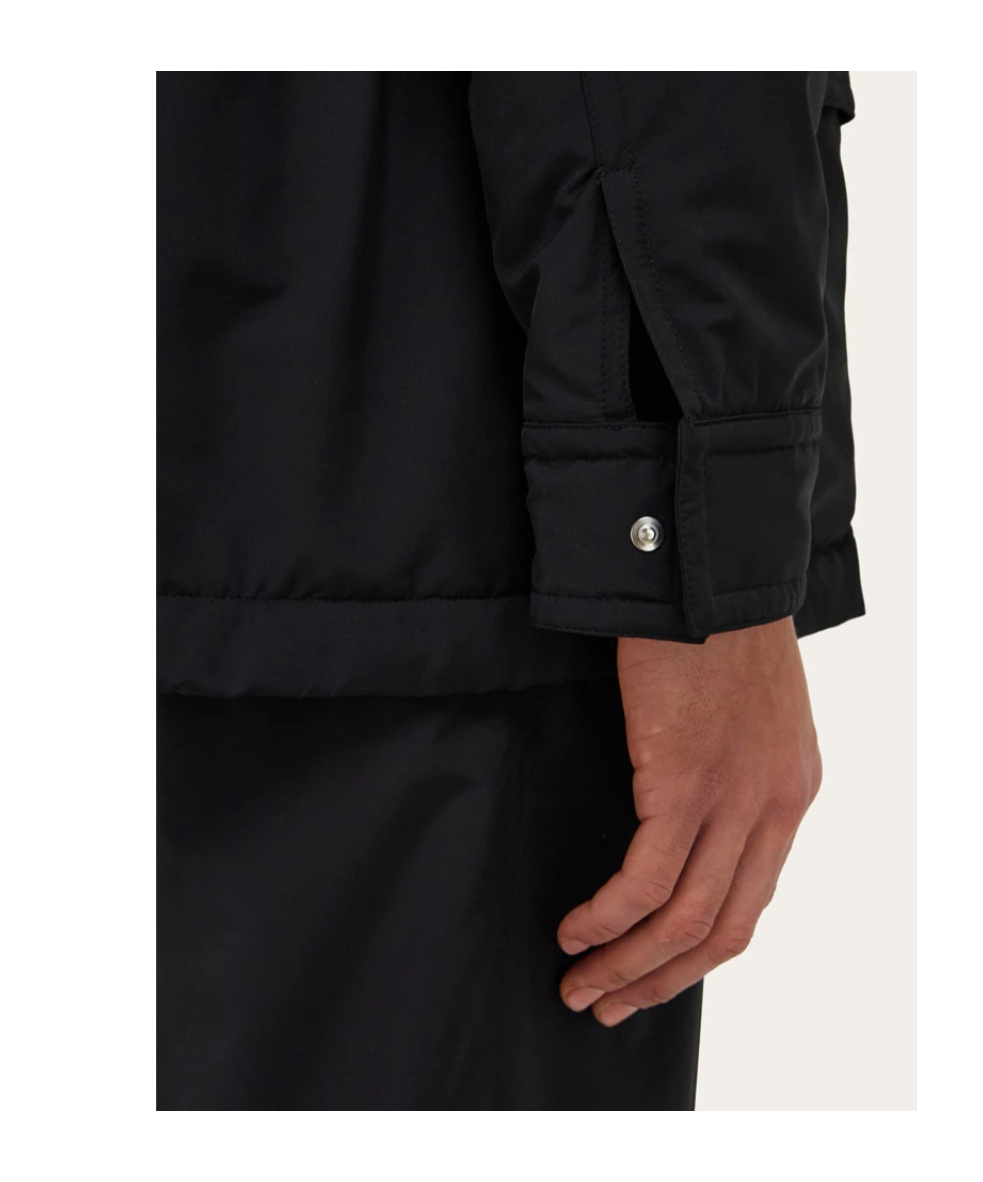 Ferragamo Technical Faille Caban Overcoat In Black