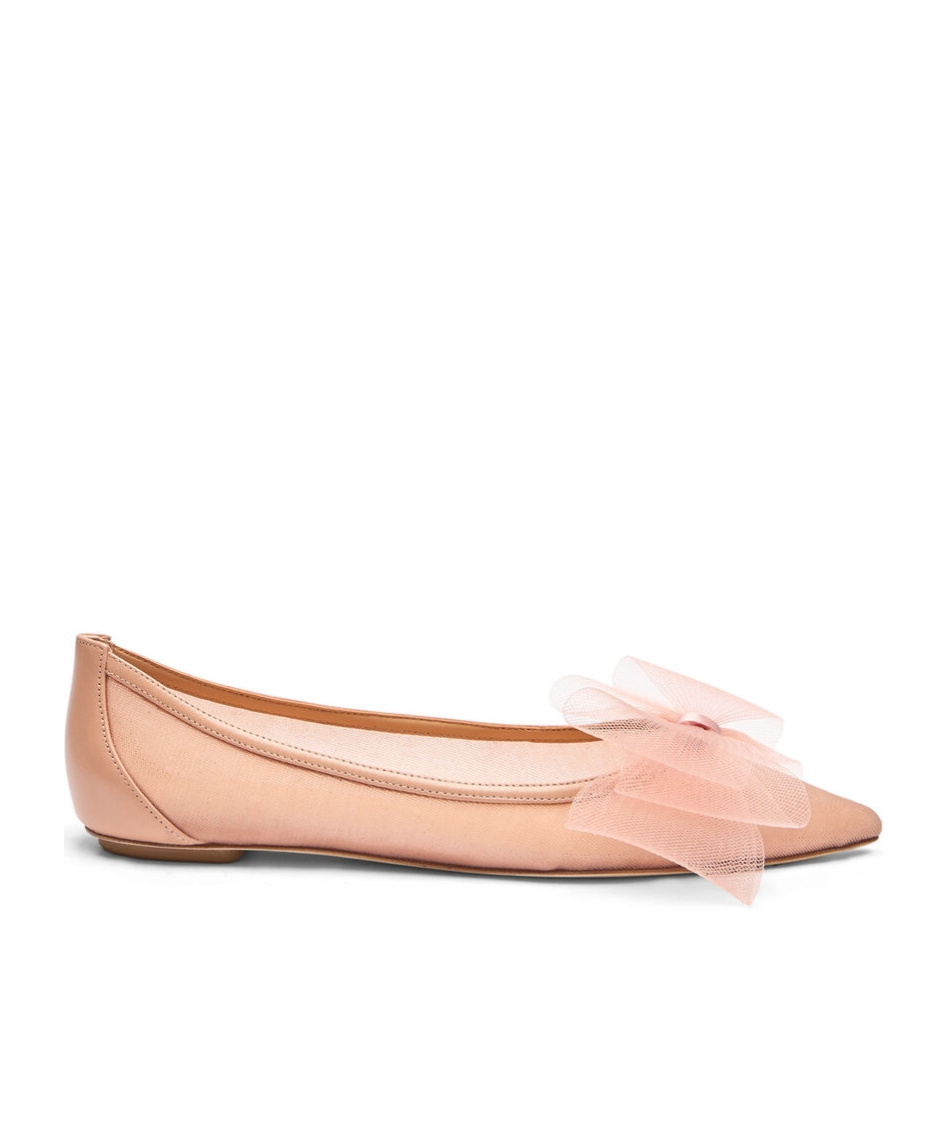 Stuart Weitzman Leather Ballerina Shoes In Nude