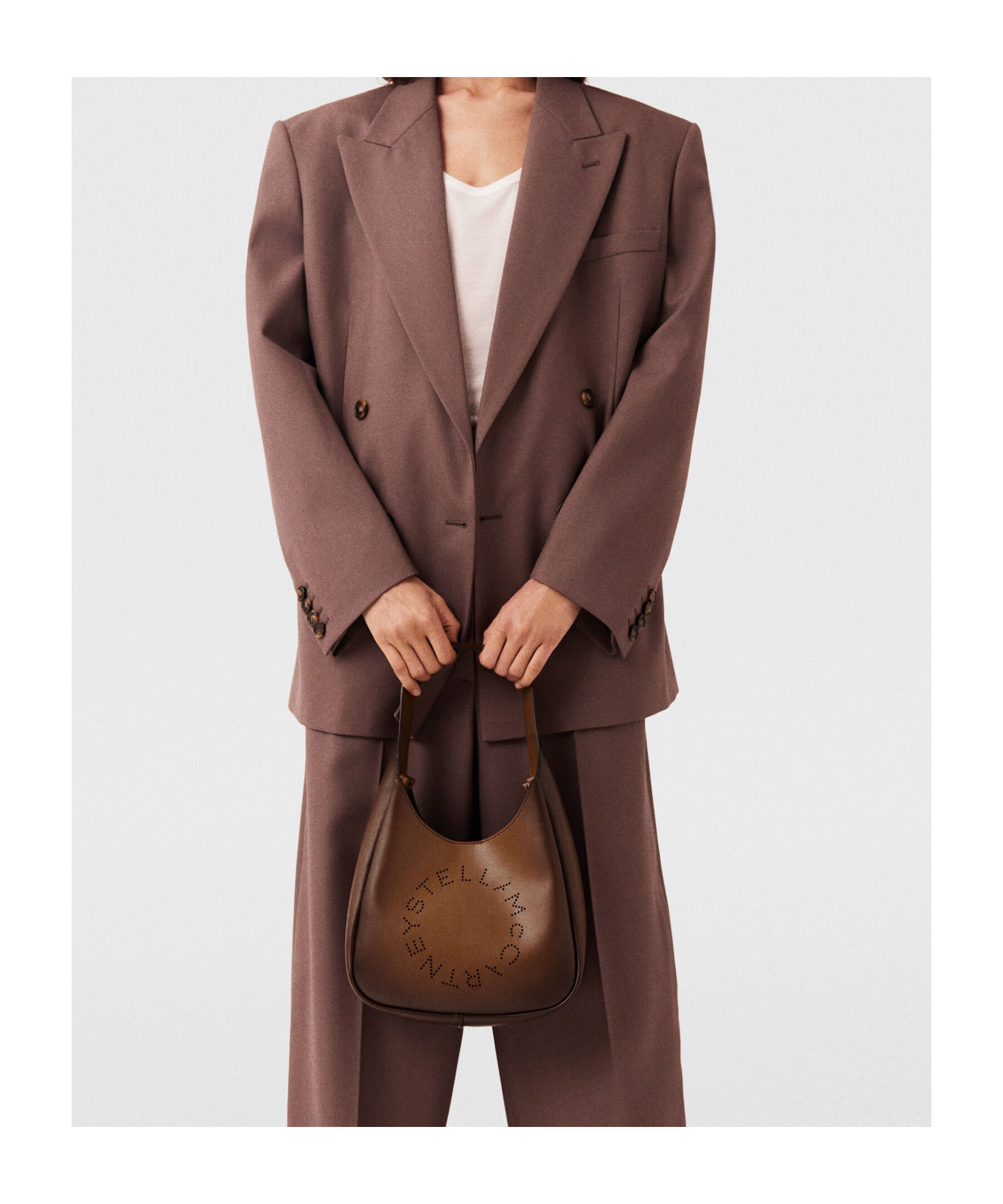 Stella Mccartney Logo Casual Wandering Handbag In Brown