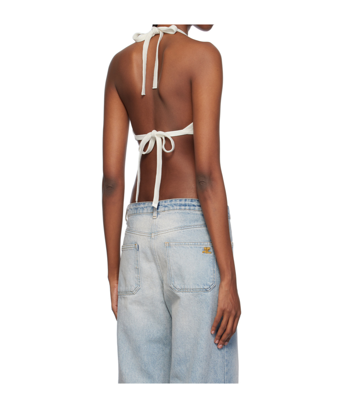 Courrèges Lace-up Bra In Brown