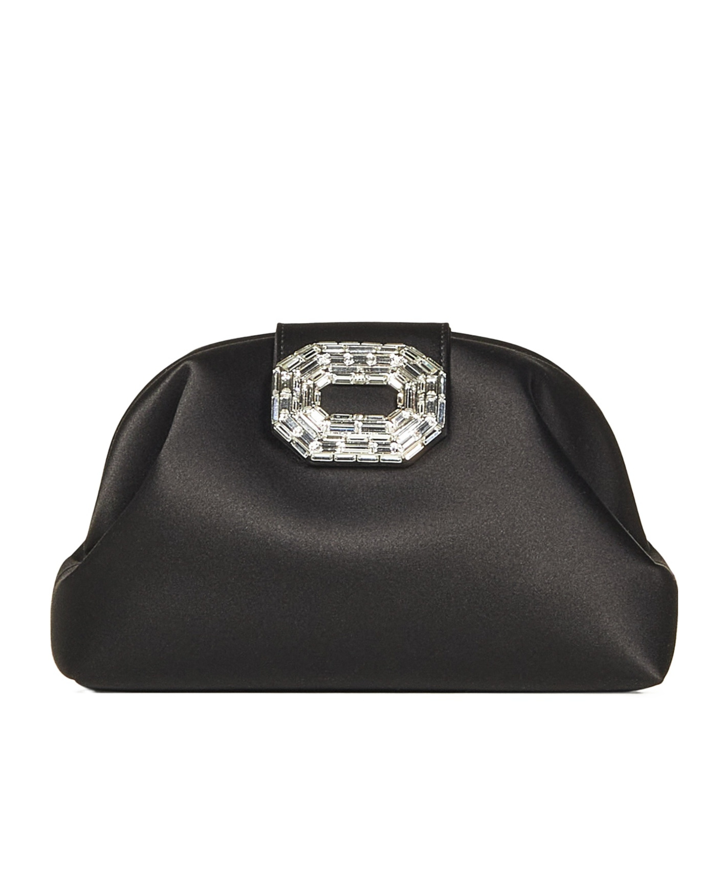 Amina Muaddi Satin Finish Shoulder Bag With Embellished Buckle