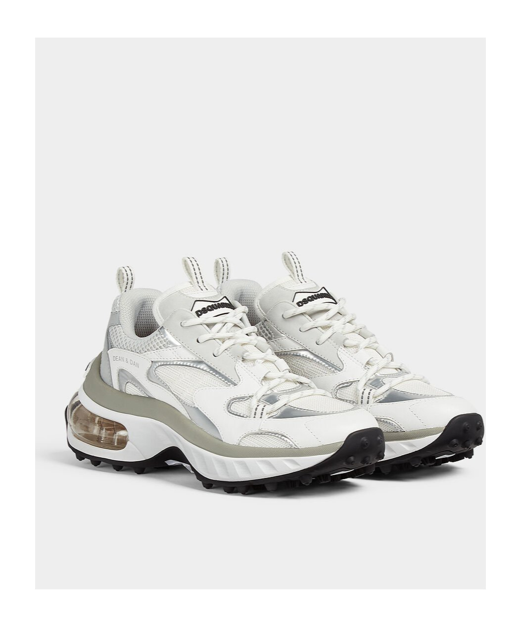 Dsquared2 Bubble White Suede And Mesh Running Sneakers In Gray