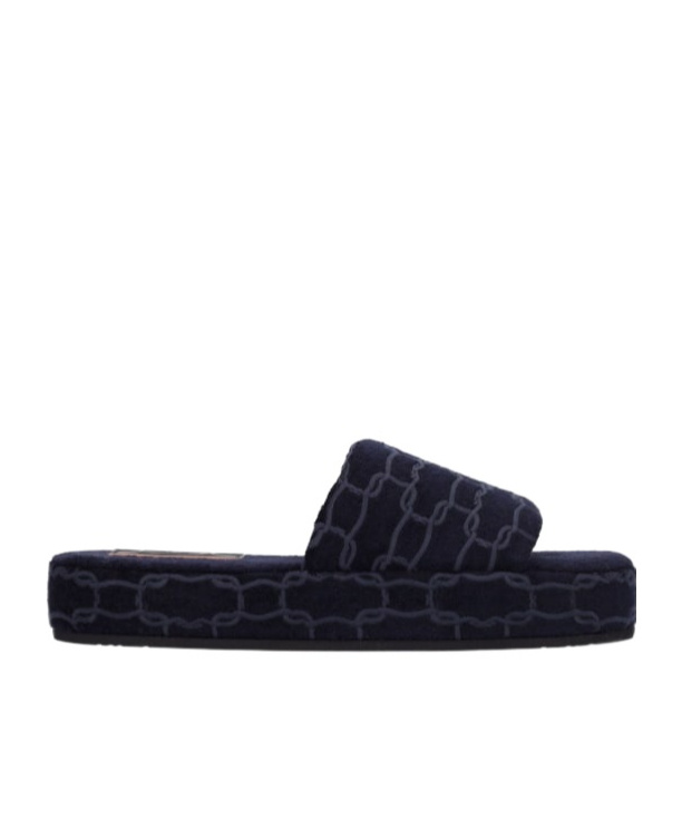 Agnona Stretch Cotton Terry Slippers In Black