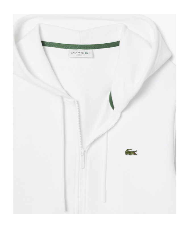 Lacoste Logo-patch Zipped Sweatshirt In White