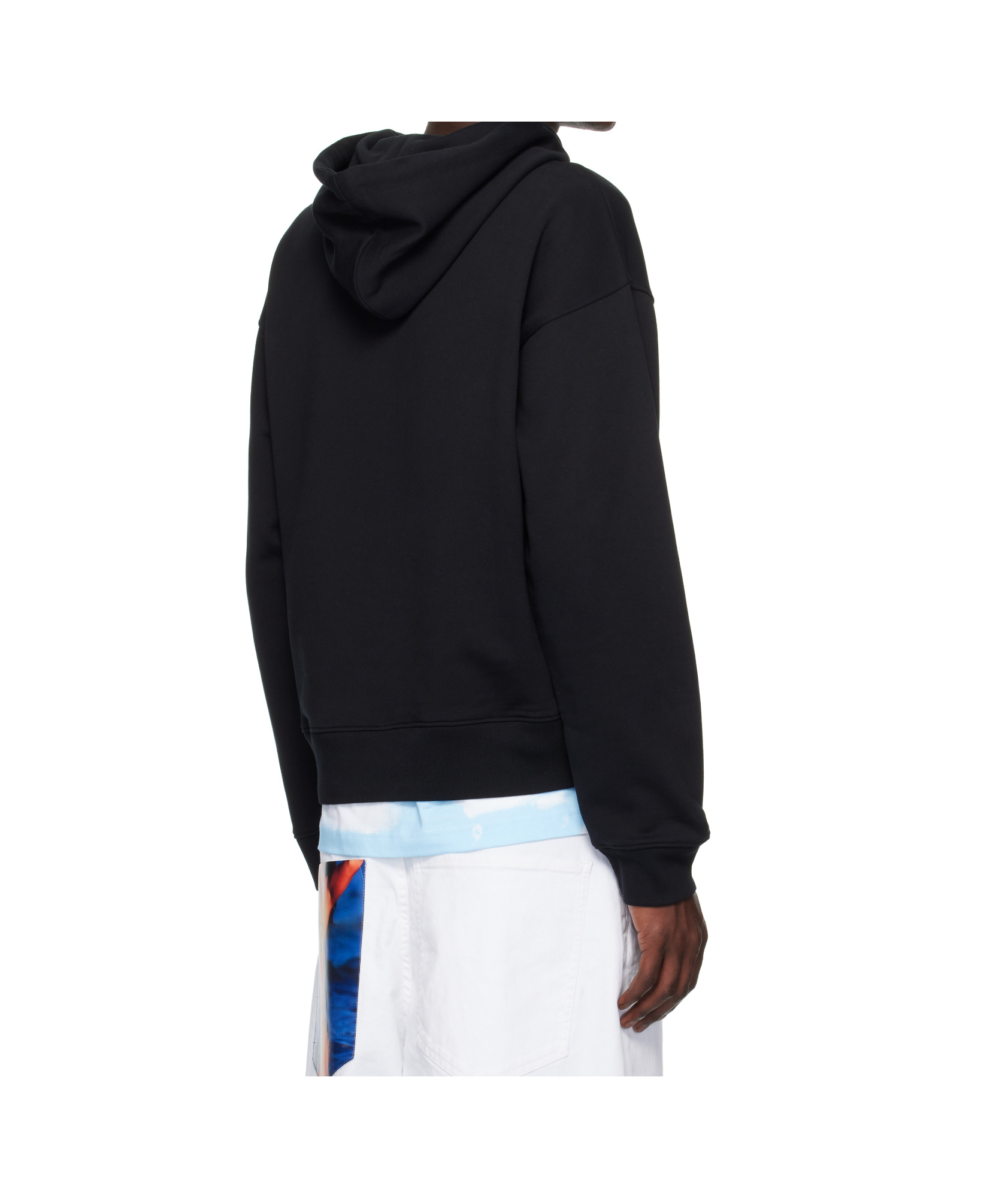 Moschino Cotton Hoodie With Drawstrings And Kangaroo Pocket In Black