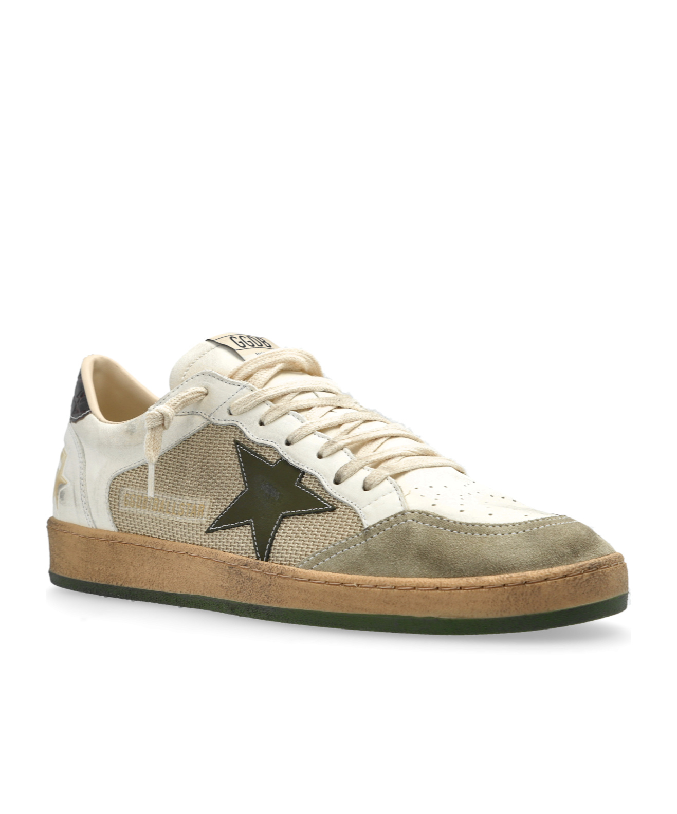 Golden Goose Deluxe Brand Men Ball Star Double Quarter Low-top Leather Sneakers With Used Effect In Neutral