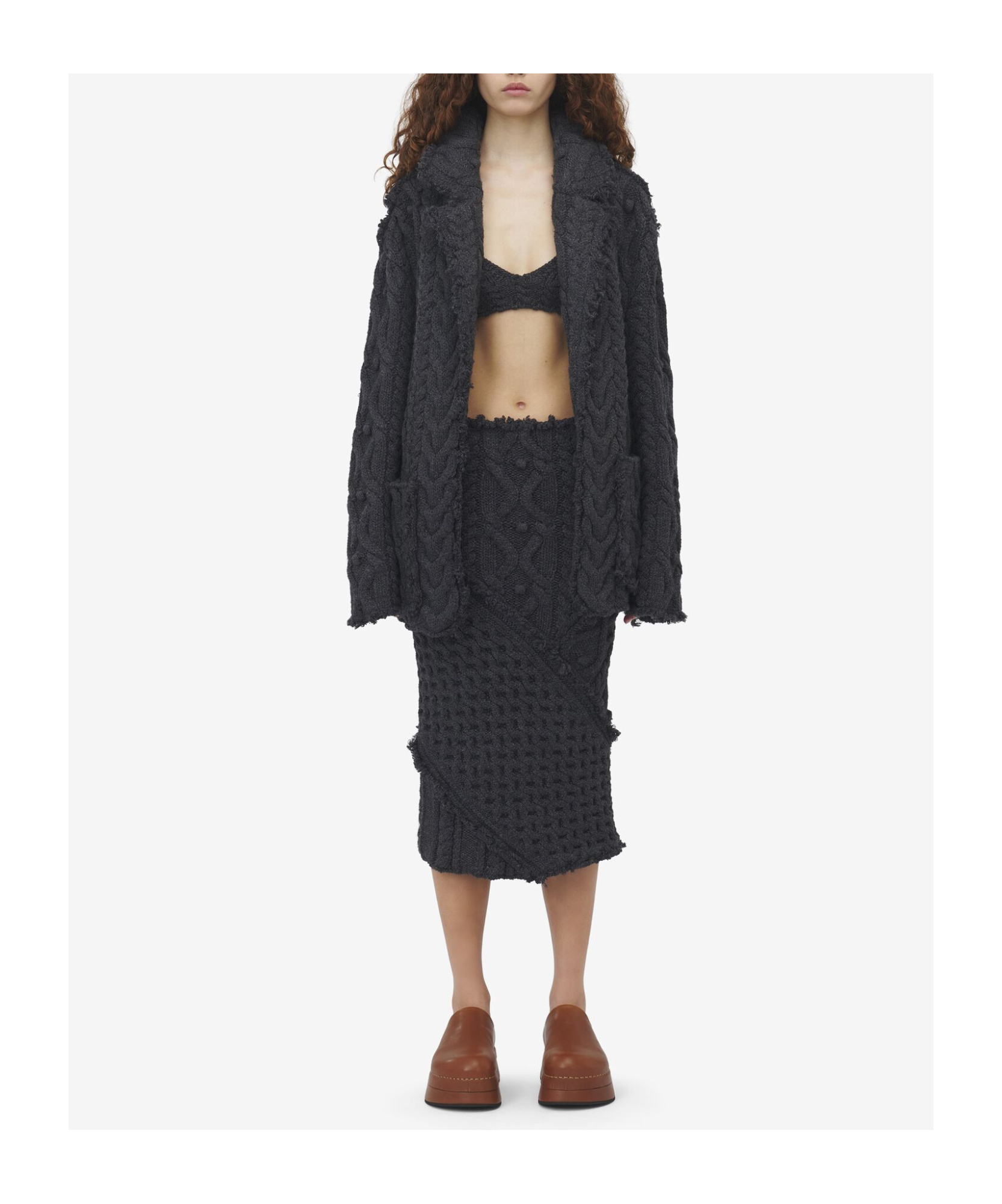 Alexander Mcqueen Twisted Knitted Cardigan In Black