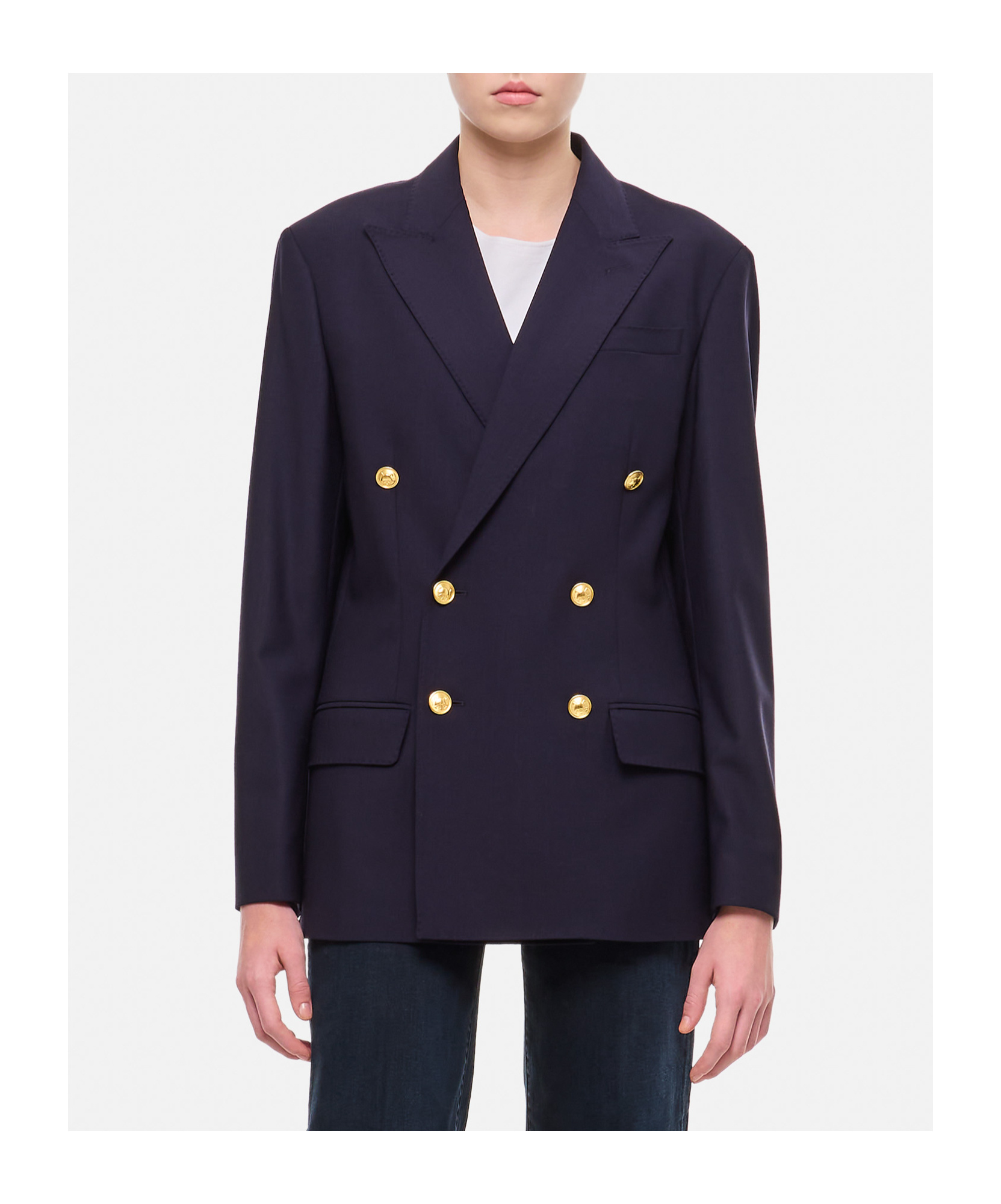Polo Ralph Lauren Double-breasted Notched Blazer In Black