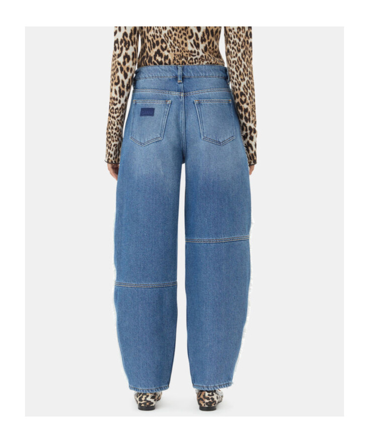 Ganni Heavy Denim Stray In Mid Blue Stone In Blue