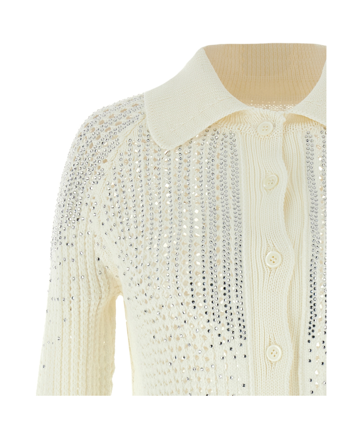 Ermanno Scervino Rhinestone Cardigan Sweaters And Cardigans In White