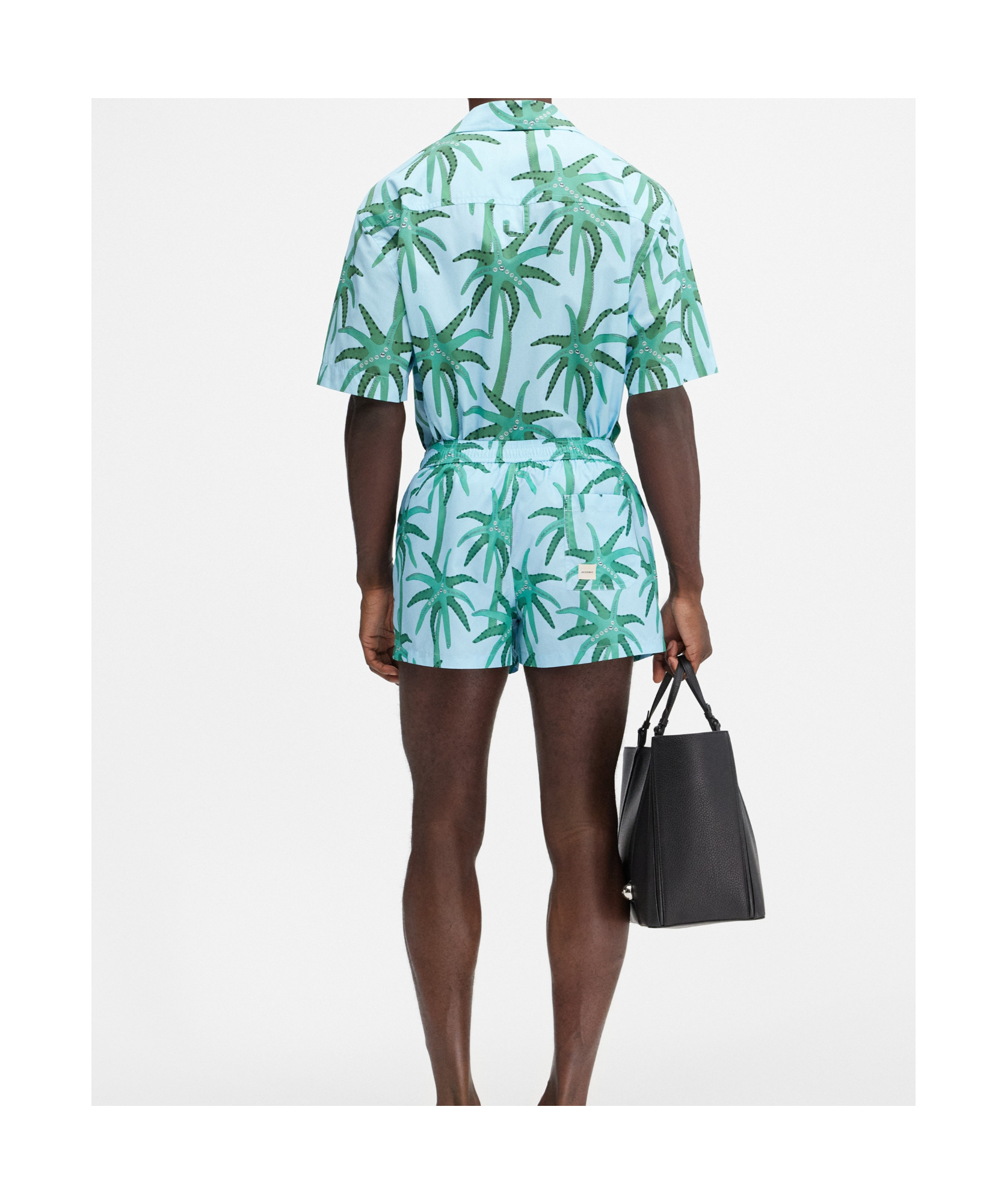 Jacquemus Le Maillot Puntini Light Blue Swimsuit With Elastic Waist And All-over Print In Tech Fabric Man In Blue
