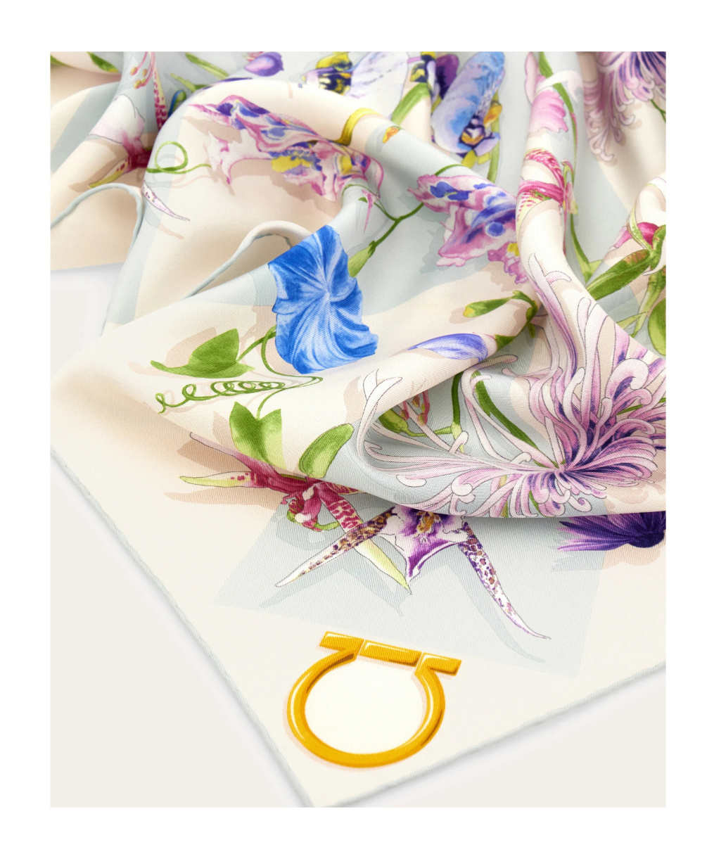 Ferragamo Gaia Print Silk Scarf In Multi