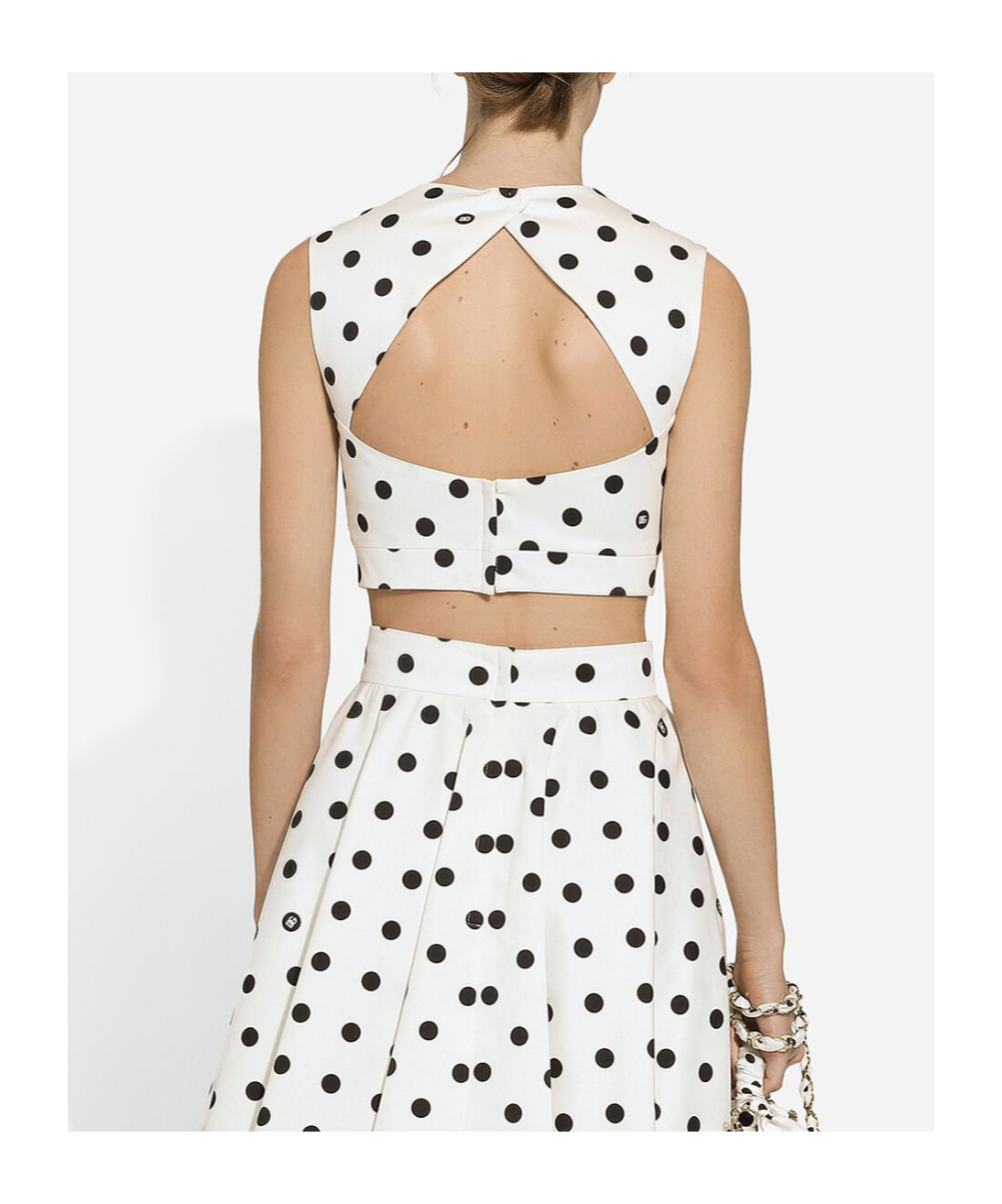Dolce & Gabbana Polka-dot Cotton-blend Drill Crop Top In White