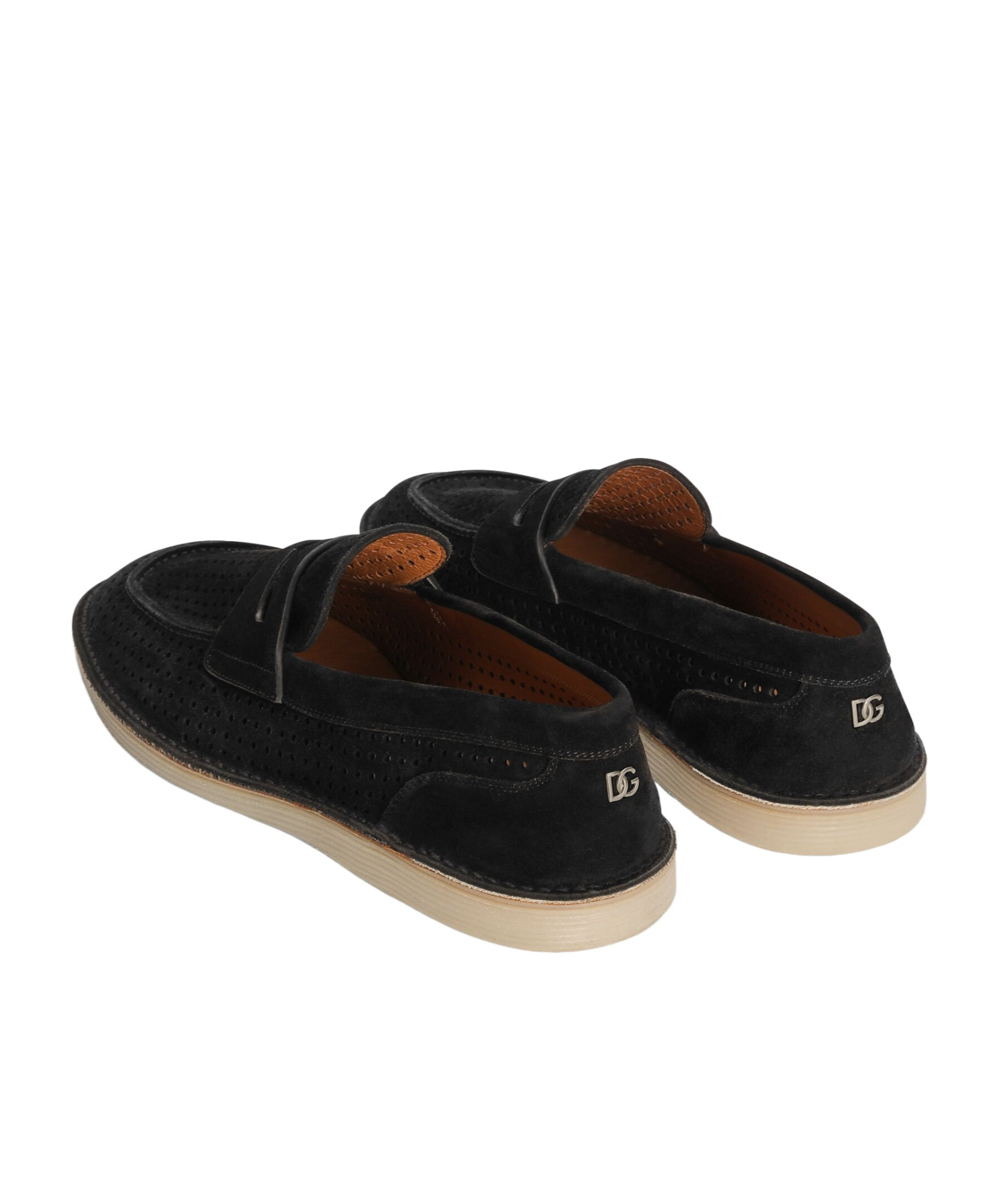 Dolce & Gabbana 'florio' Black Loafers With Logo Detail On The Rear And Penny Slot In Black
