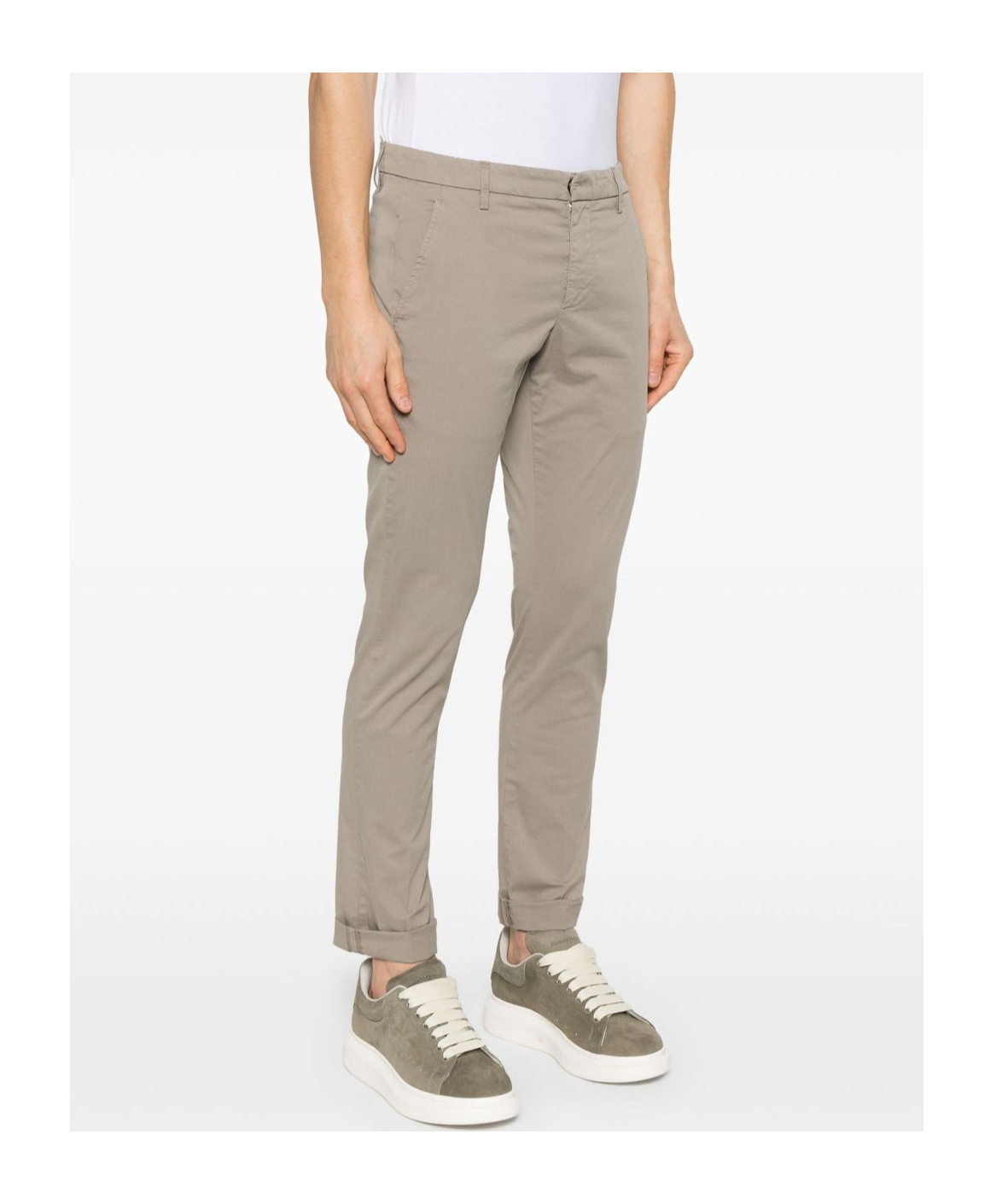 Dondup Pressed-crease Slim-fit Trousers In Nude