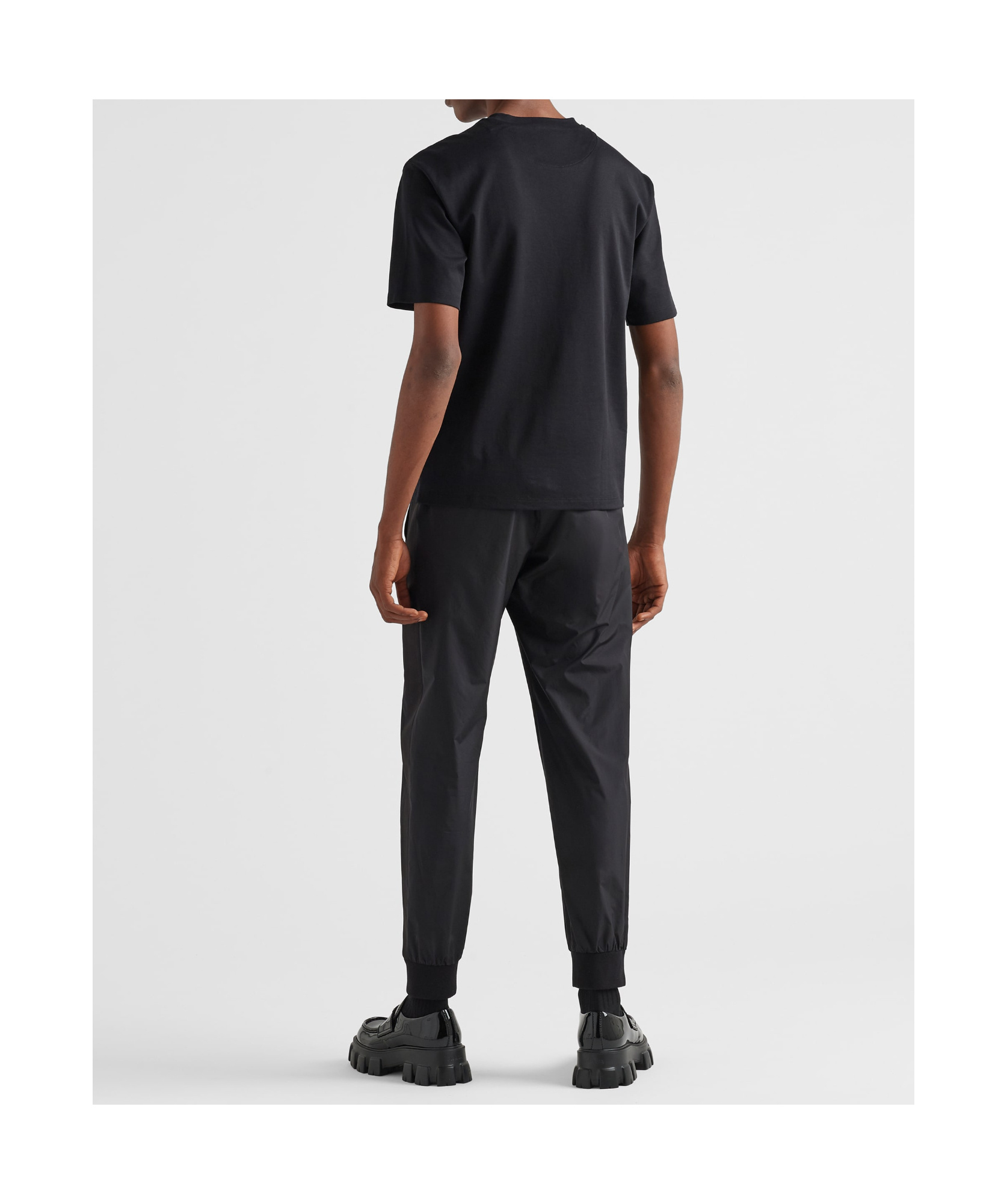 Prada Triangle-logo Cotton T-shirt In Black