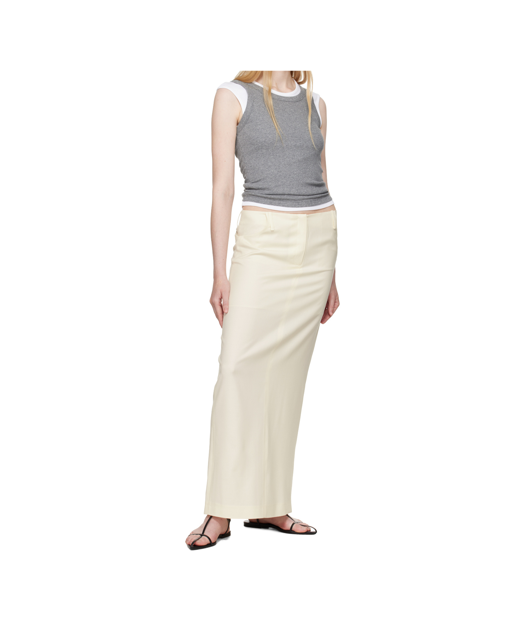 Aya Muse Scoop Neck Ribbed Tank Top In Gray
