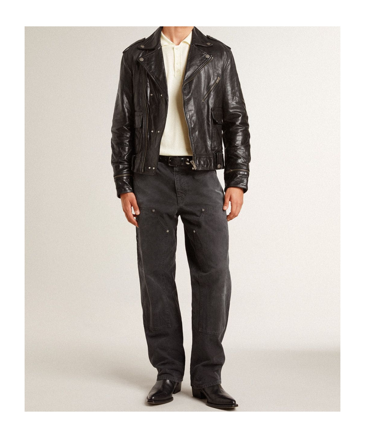 Golden Goose Rib Knitted Polo Shirt In Nude