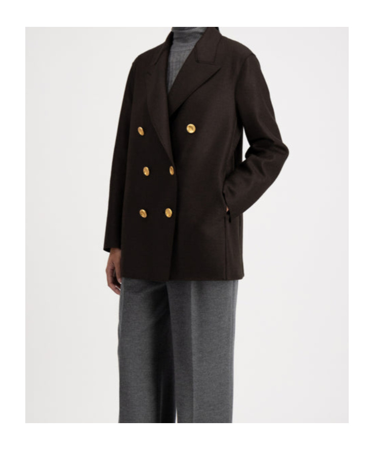 Harris Wharf London Slouchy Peacoat Pressed Wool In Brown
