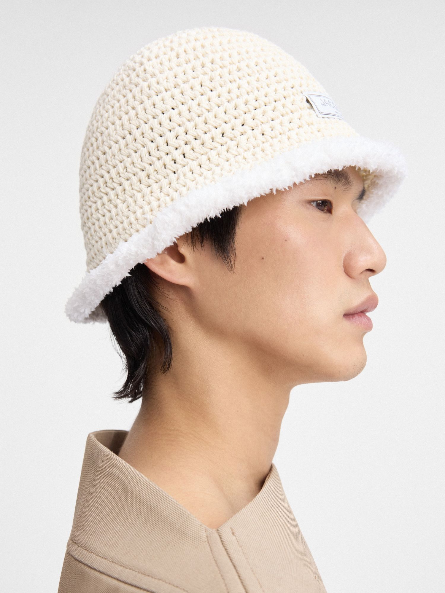 Jacquemus Le Bob Bordino Cable Knit Bucket Hat In White