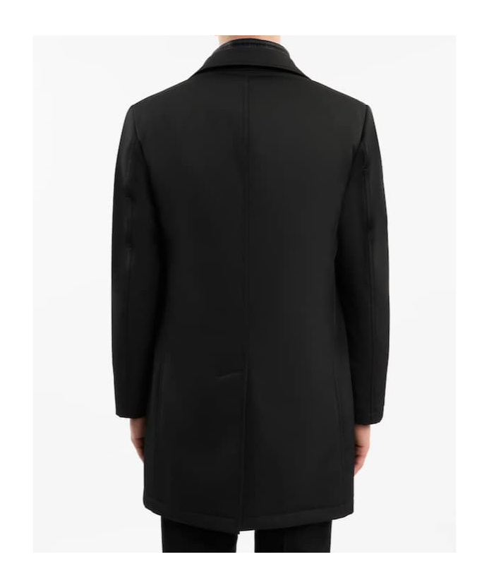 Fay Double-breasted Stand-up Collar Padded Coat In Black