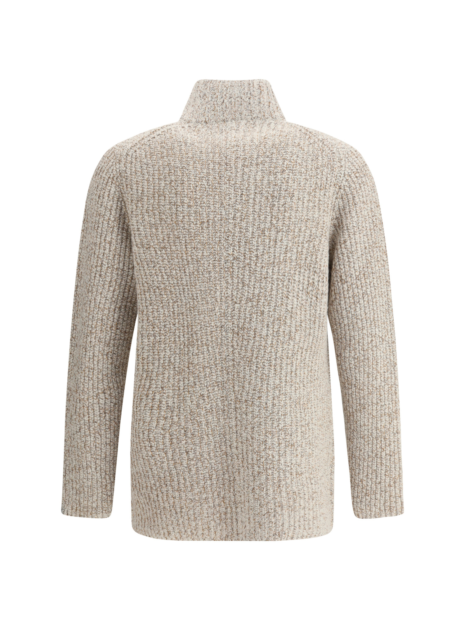 Brunello Cucinelli Textured Knit Double-breasted Jacket With High Collar In Neutral