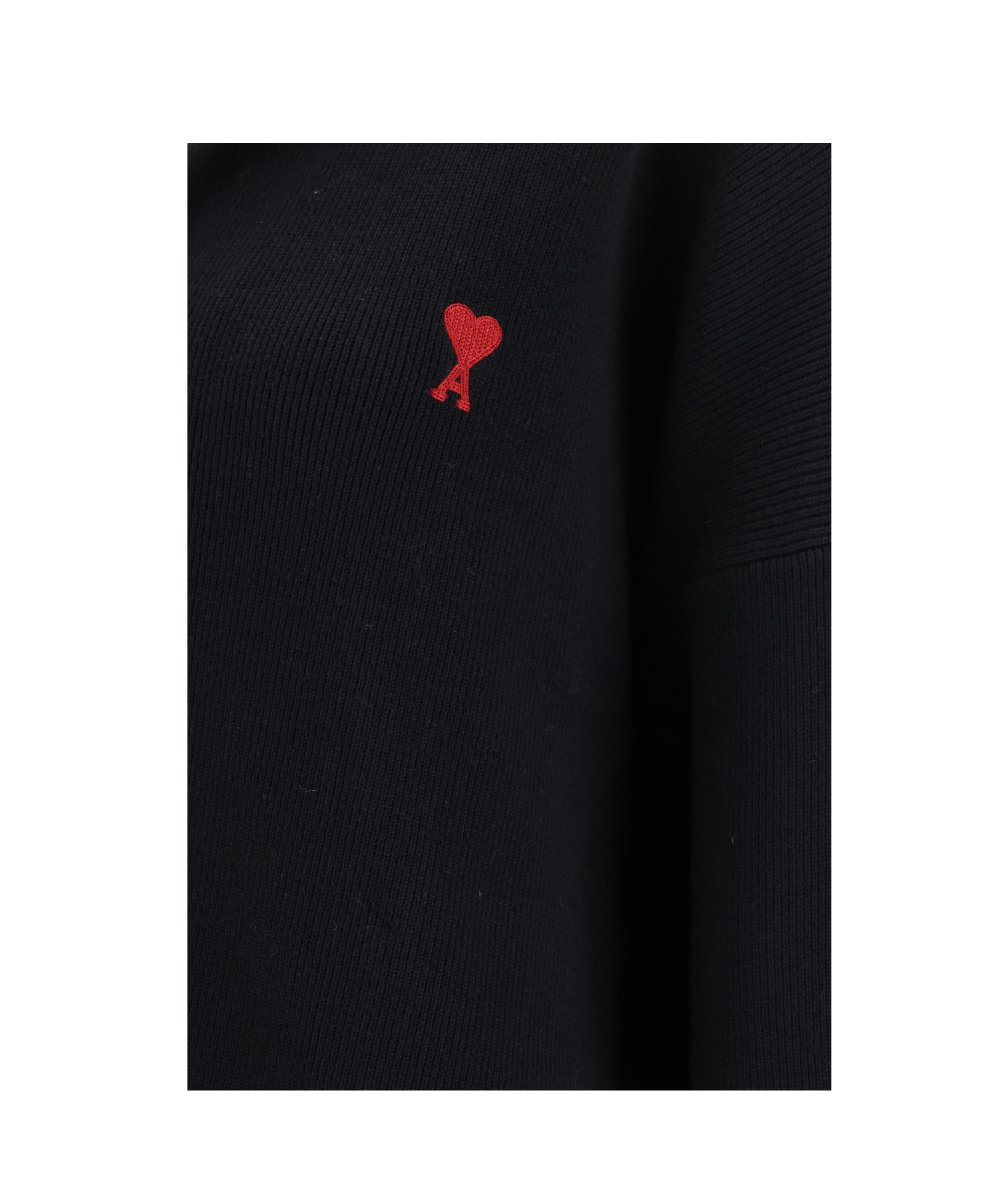 Ami Alexandre Mattiussi Ami Paris Ami De Coeur Long-sleeved Knitted Polo Shirt In Black