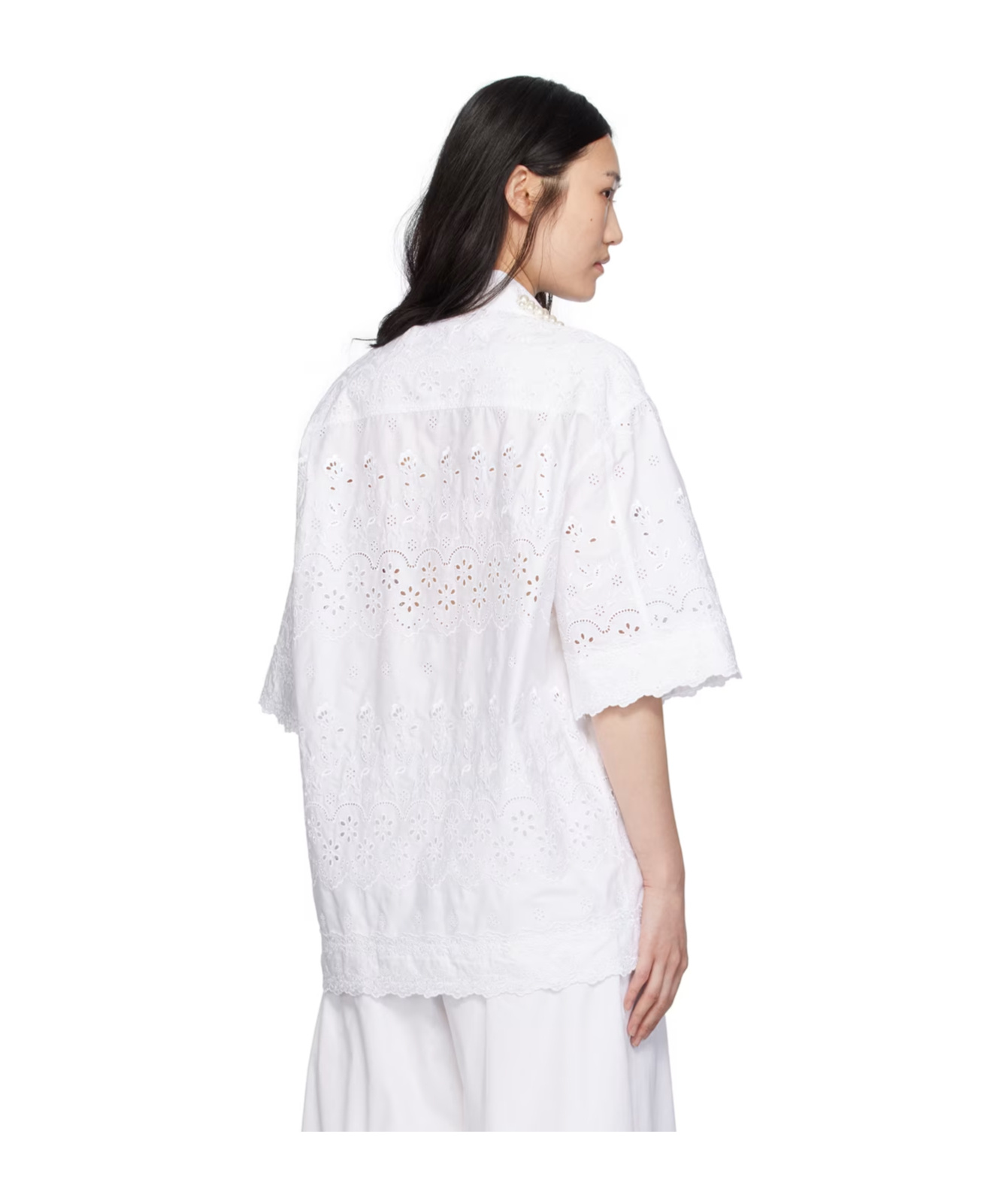 Shop Simone Rocha Broderie Anglaise Cotton Shirt In White