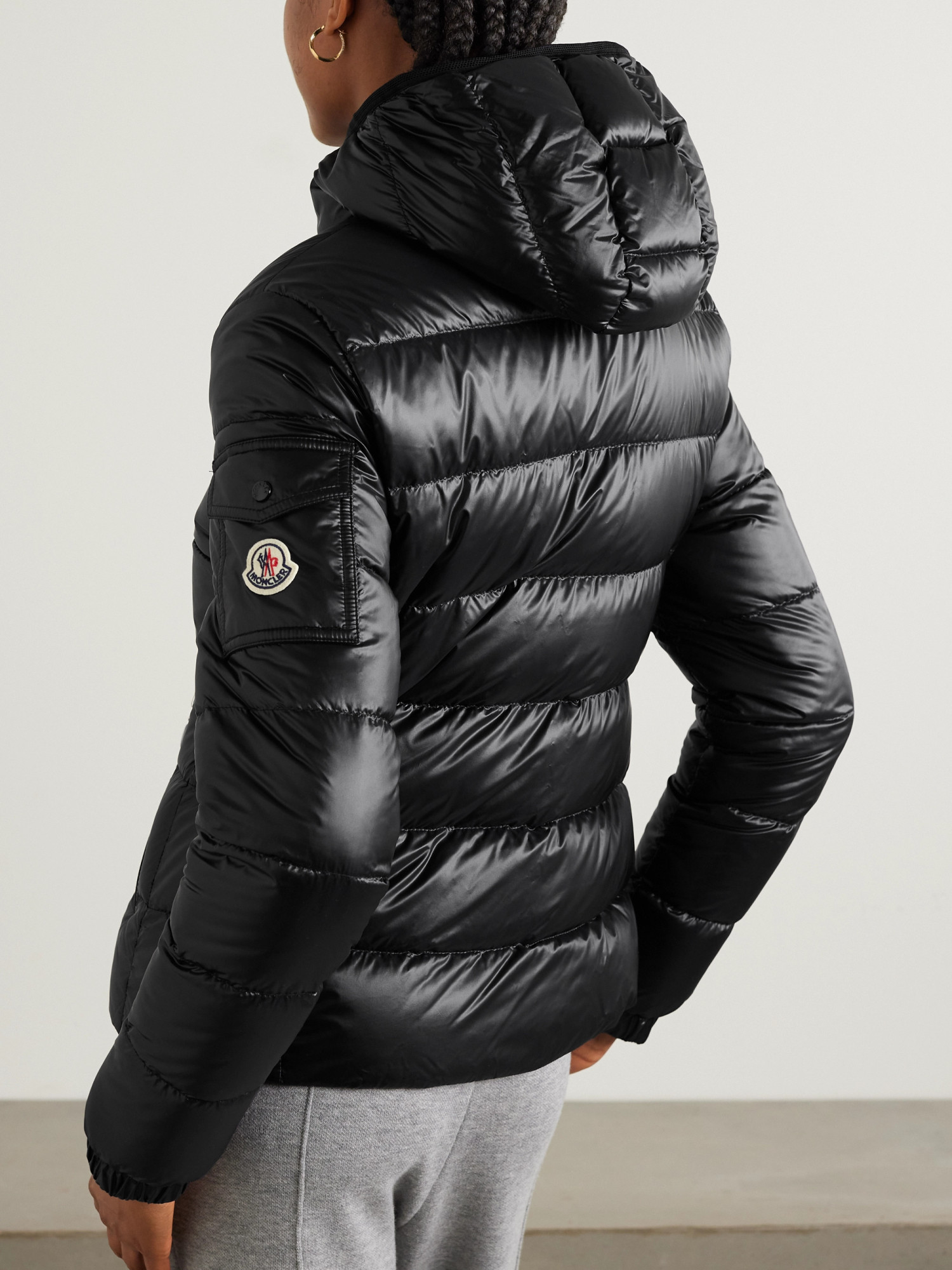 Moncler Long-sleeved Down Jacket In Black