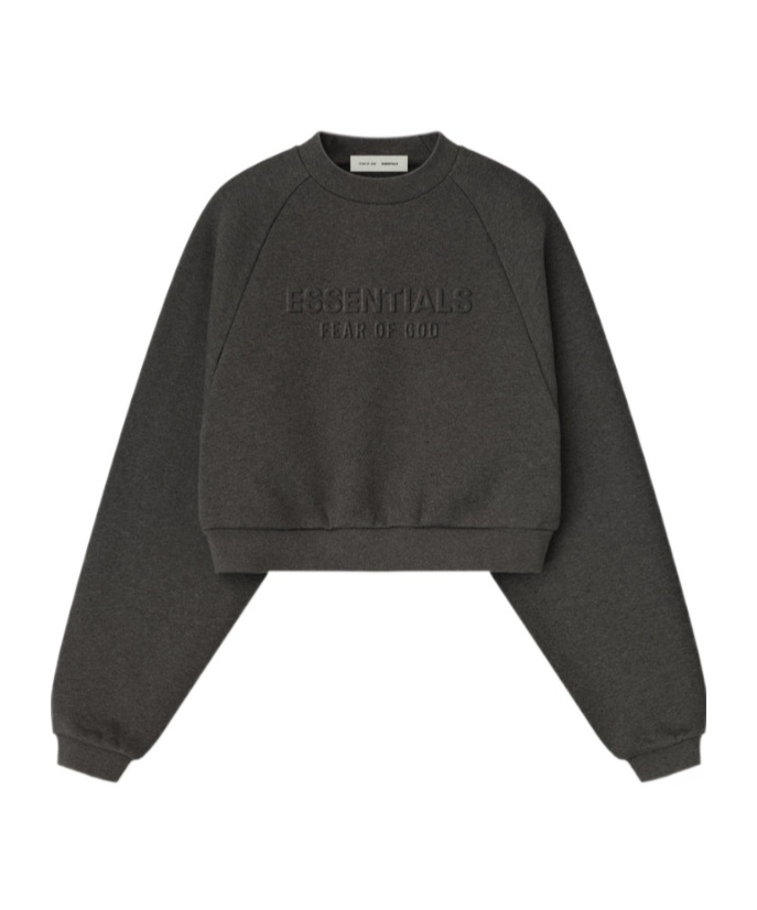 Essentials Fear Of God Embossed 90s Raglan Crewneck Sweatshirt In Gray