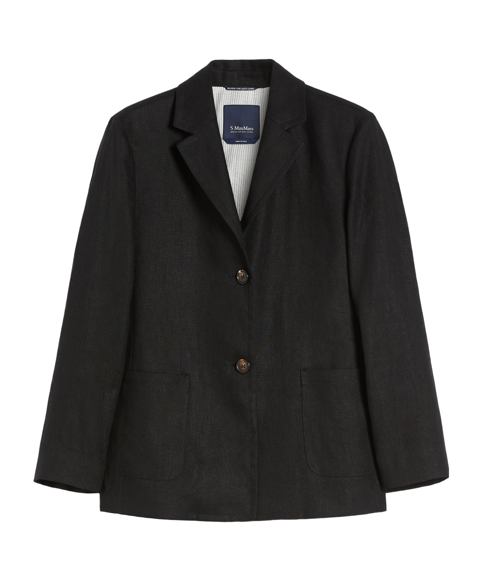 Max Mara Heavy Linen Canvas Jacket In Black
