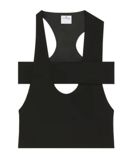 Courrèges U-neck Black Top With Cut-out Detailing In Black