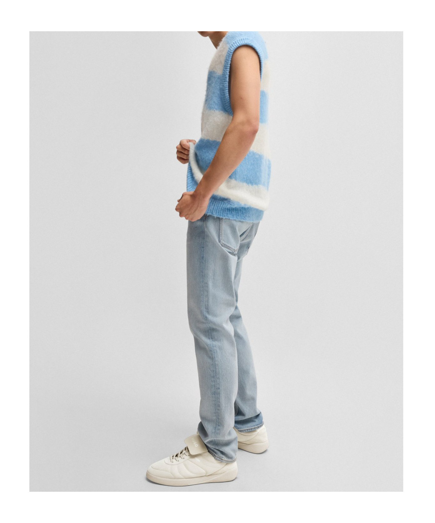 Hugo Boss Nubuck-effect Trainers With Foldover Tongue In White