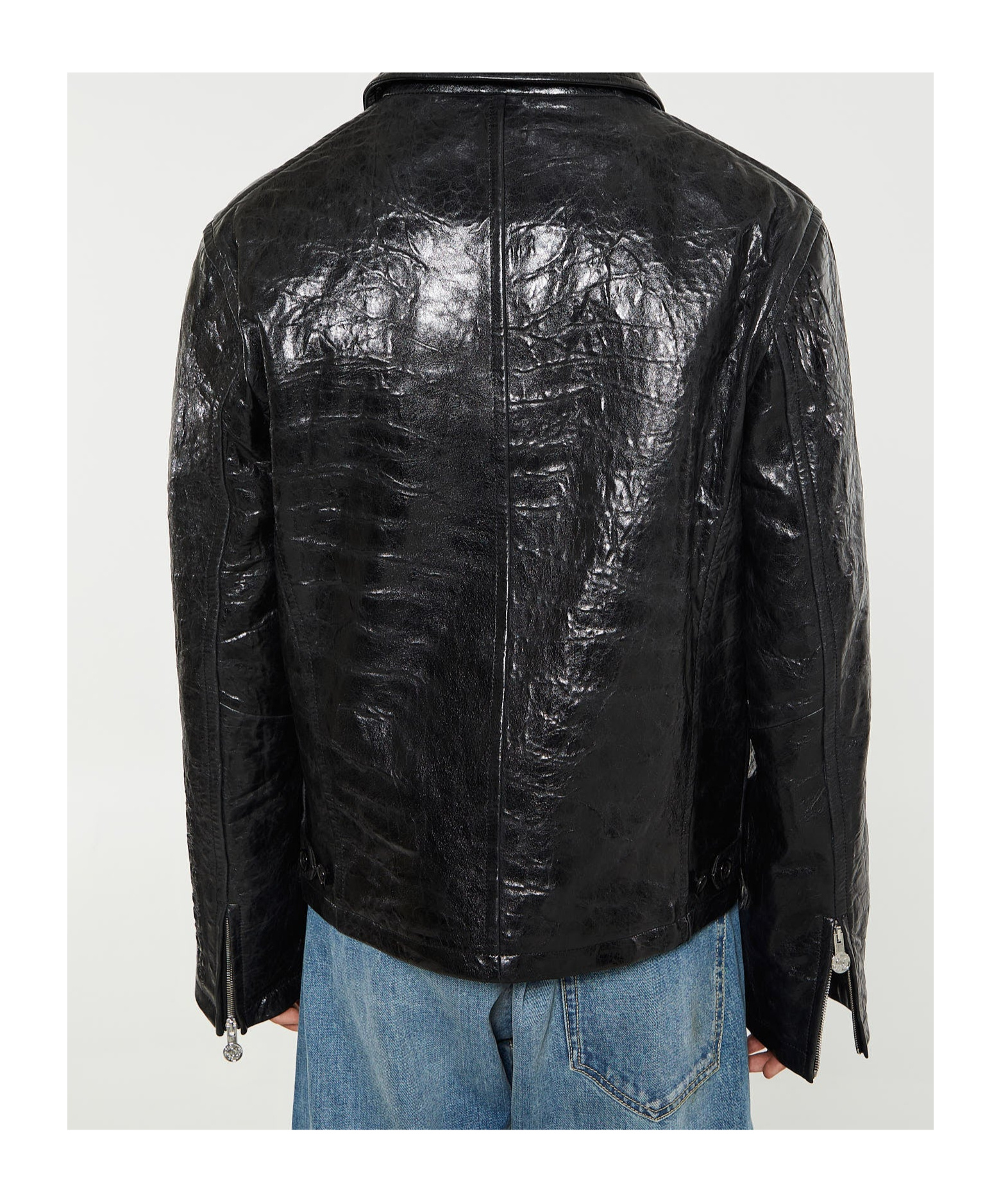 Shop Acne Studios Zip-up Leather Jacket In Black