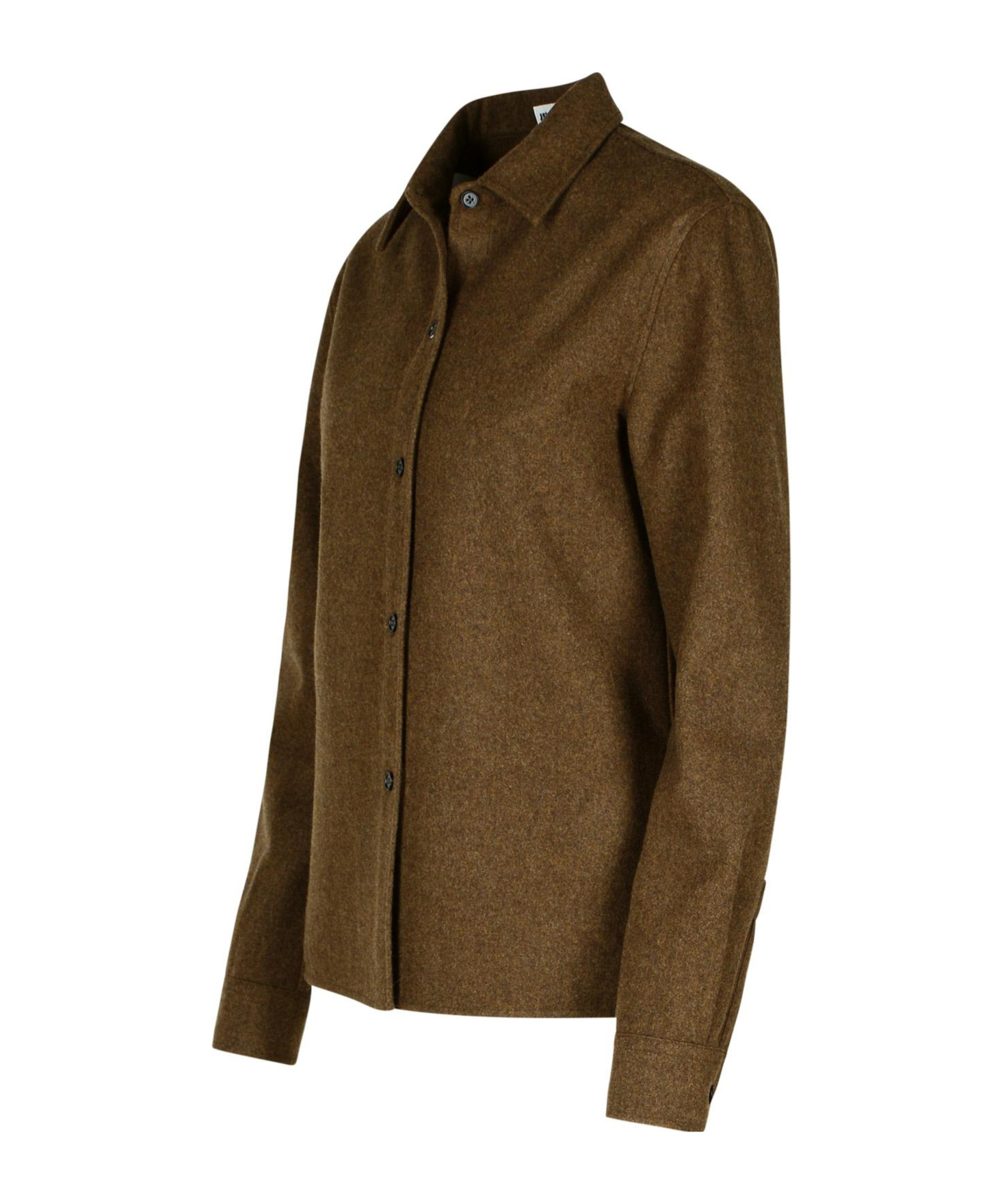 Jil Sander Wool Shirt With Collared Neck And Buttoned Cuffs In Brown