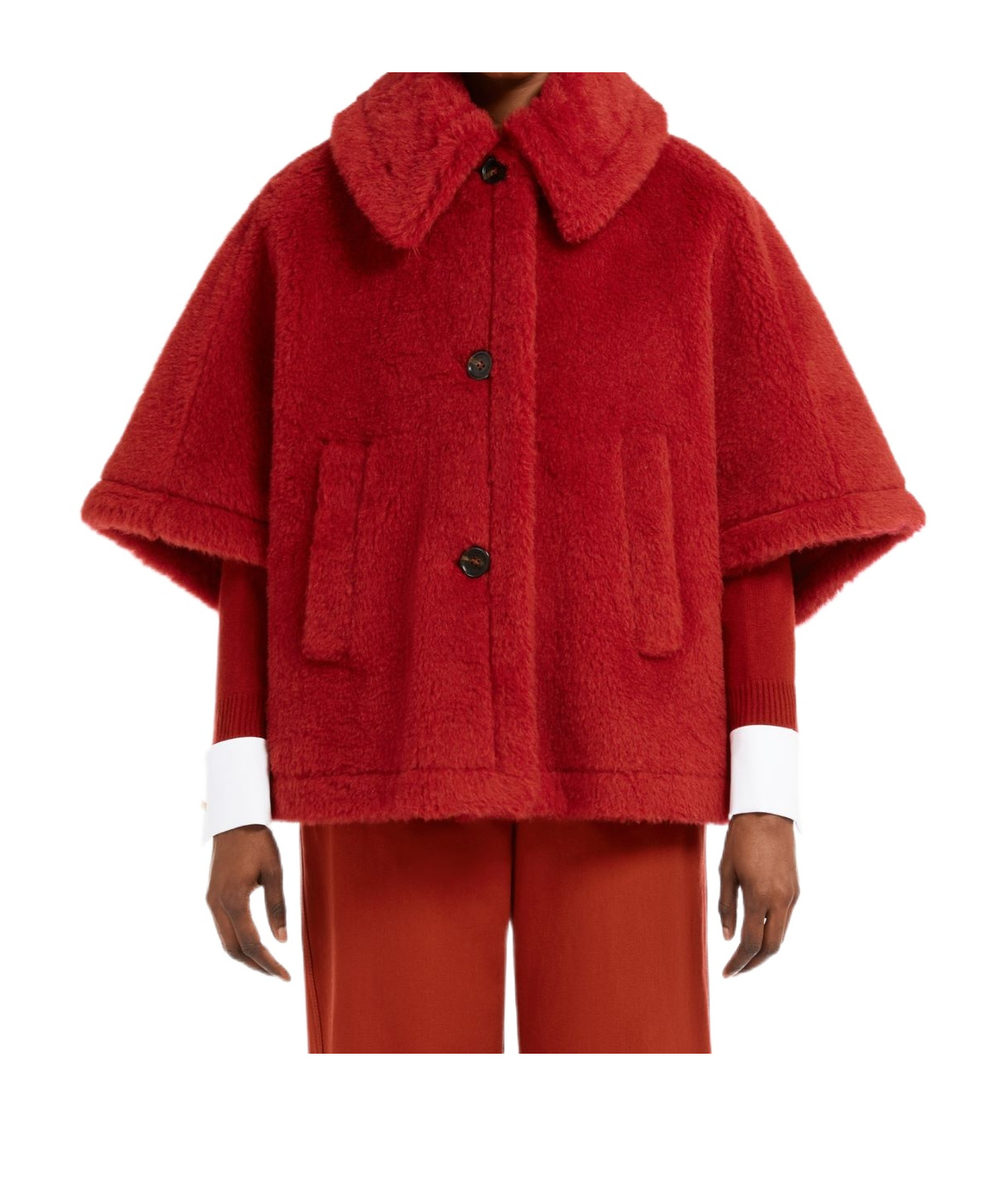 Max Mara Single-breasted Cloak In Red