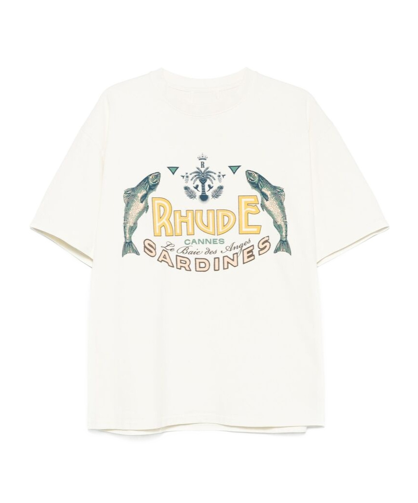 Rhude Cotton Logo Sardines T-shirt In White