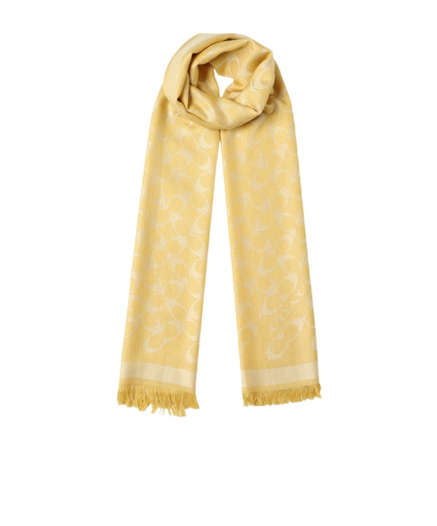 Coach Tassel Scarf In Yellow