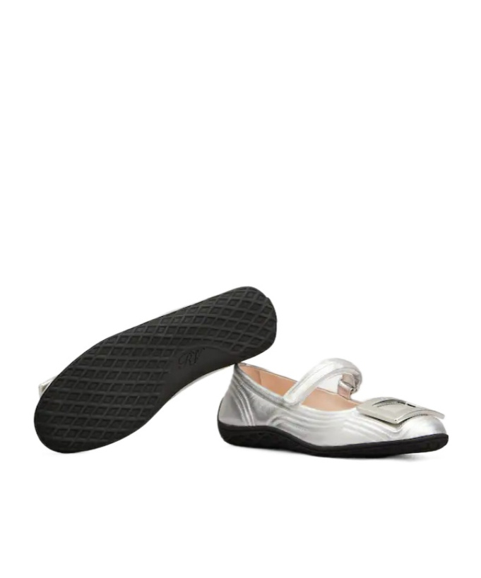 Roger Vivier Metallic Leather Ballet Flats In Silver