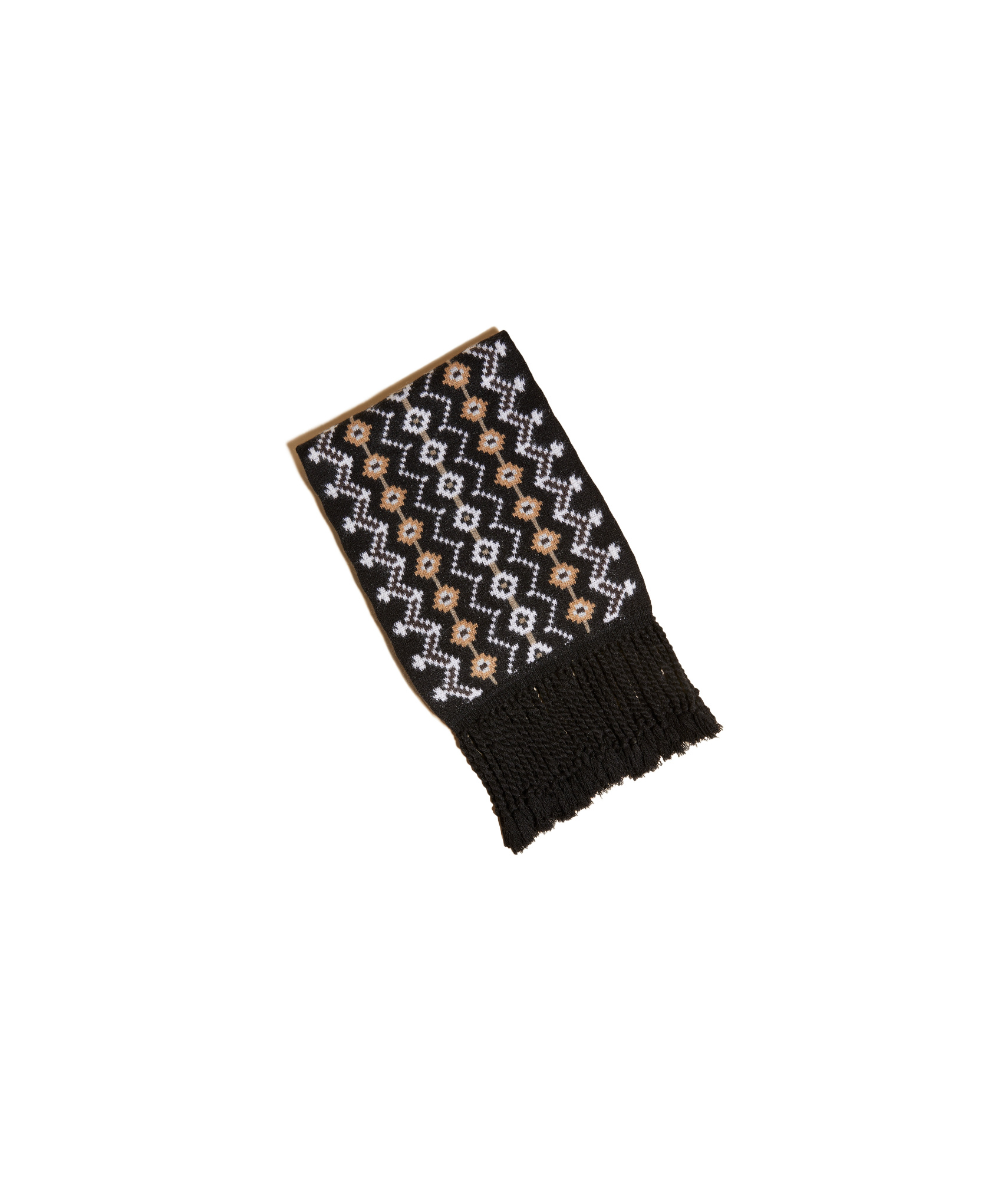 Khaite The Lance Patterned Intarsia-knit Scarf In Black